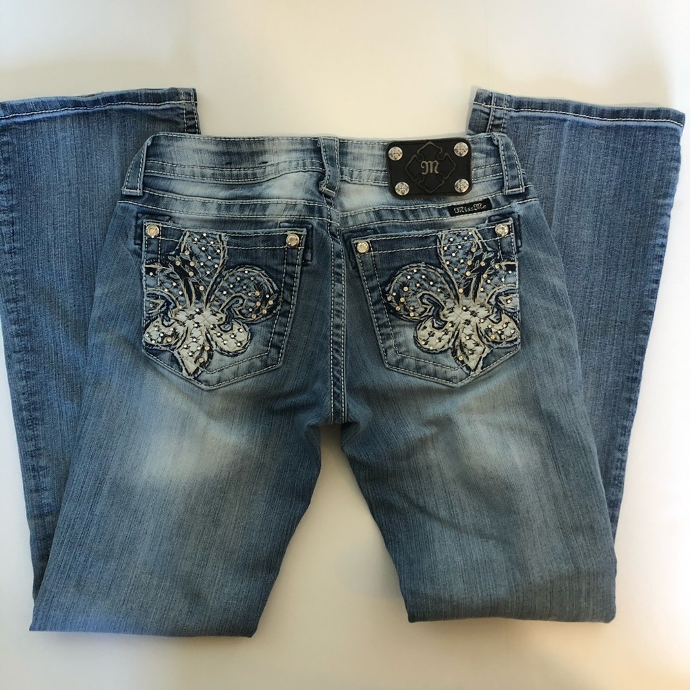 MISS ME Denim Jeans Boot Cut Embellished Rivet